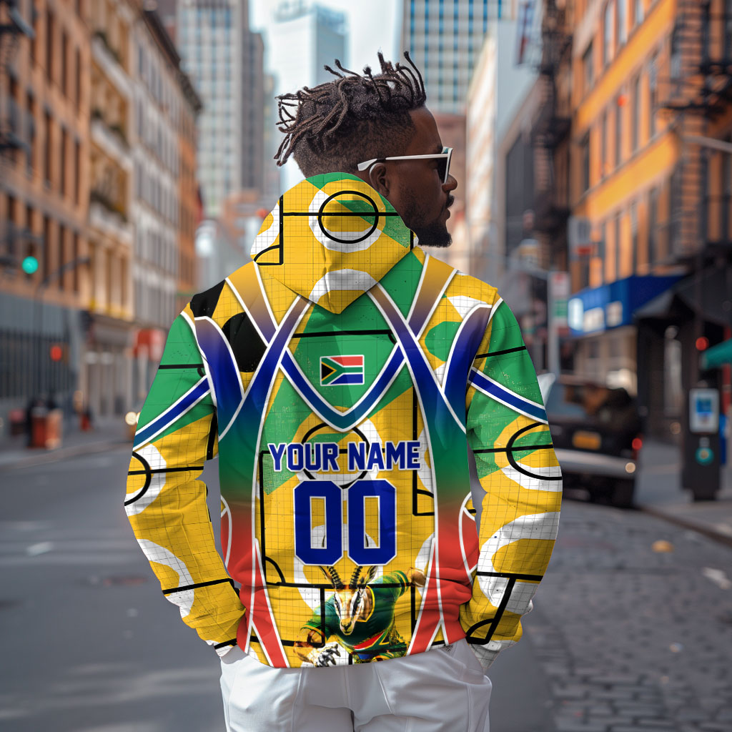 Personalized South Africa Football Springbok Zip Hoodie Bafana Bafana Rainbow Nation Flag Colors