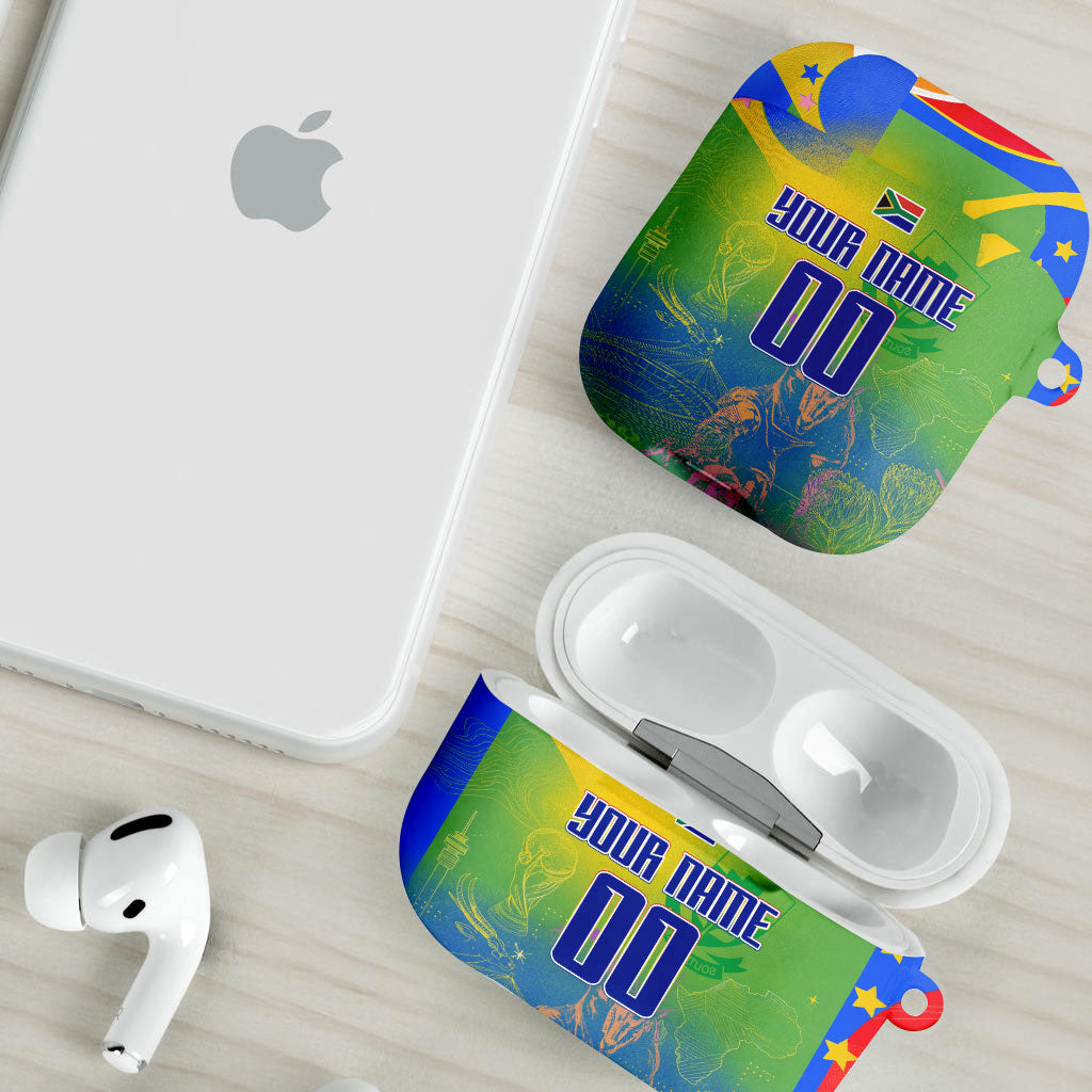 Personalized South Africa Football AirPods Case Springbok Champion Soccer Mascot Protea