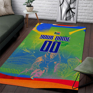 Personalized South Africa Football Area Rug Springbok Champion Soccer Mascot Protea
