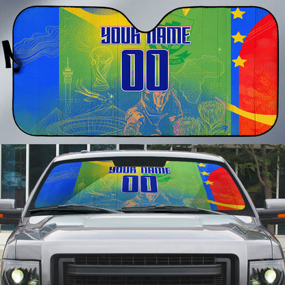Personalized South Africa Football Auto Sun Shade Springbok Champion Soccer Mascot Protea