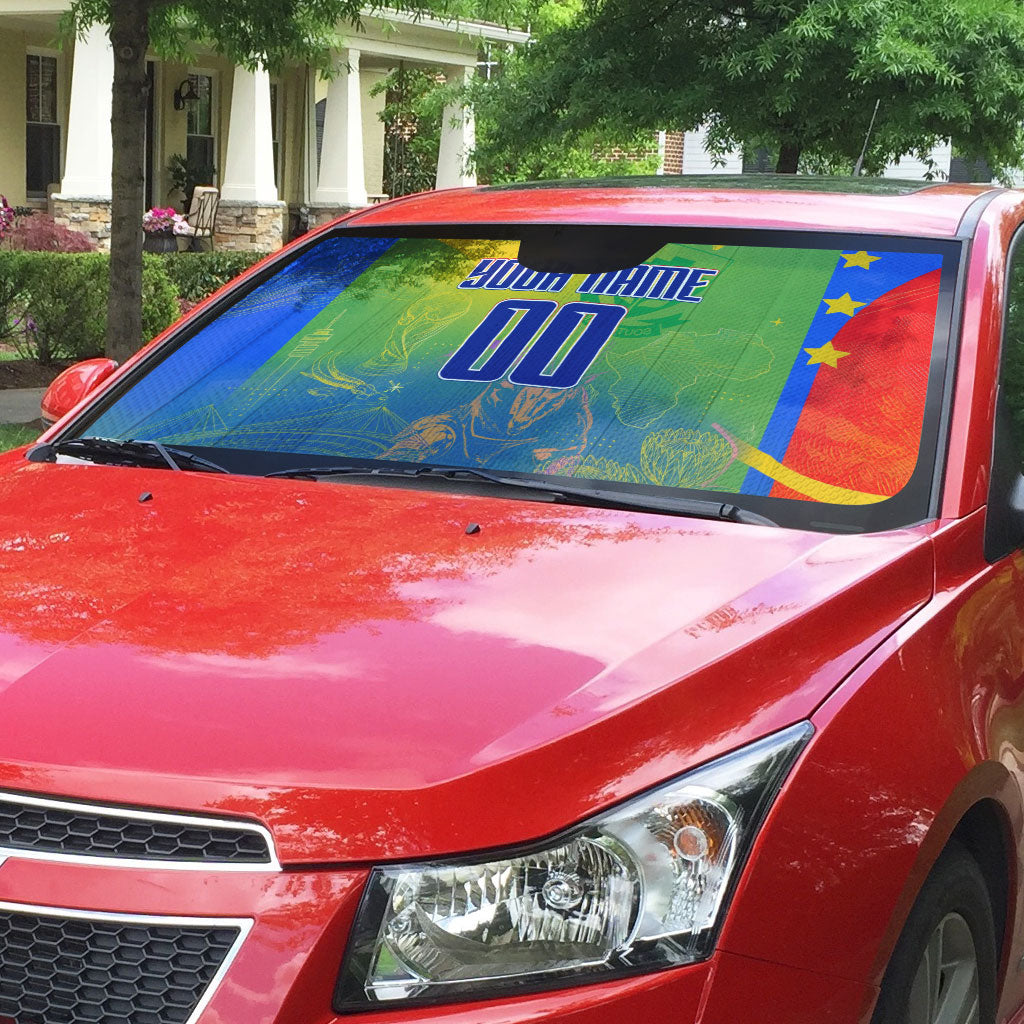 Personalized South Africa Football Auto Sun Shade Springbok Champion Soccer Mascot Protea