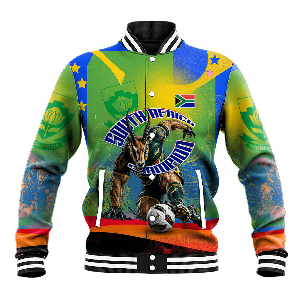 Personalized South Africa Football Baseball Jacket Springbok Champion Soccer Mascot Protea