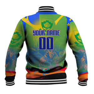 Personalized South Africa Football Baseball Jacket Springbok Champion Soccer Mascot Protea