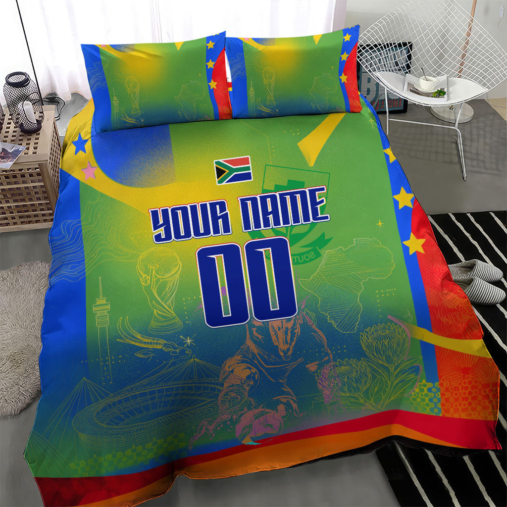 Personalized South Africa Football Bedding Set Springbok Champion Soccer Mascot Protea