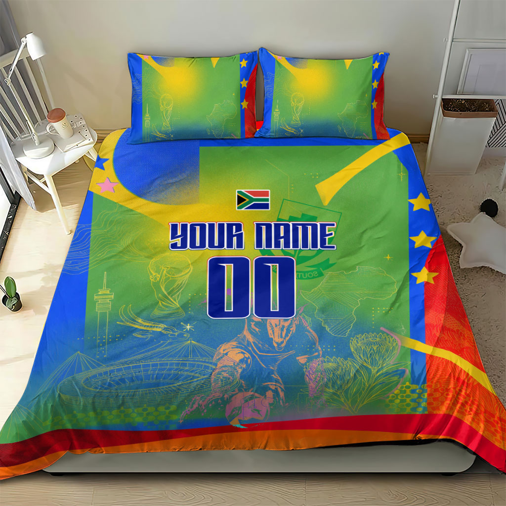 Personalized South Africa Football Bedding Set Springbok Champion Soccer Mascot Protea