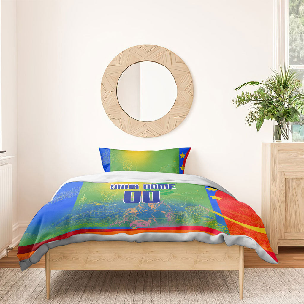 Personalized South Africa Football Bedding Set Springbok Champion Soccer Mascot Protea