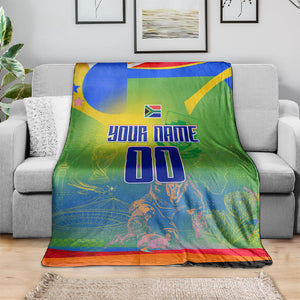 Personalized South Africa Football Blanket Springbok Champion Soccer Mascot Protea