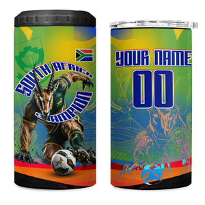 Personalized South Africa Football 4 in 1 Can Cooler Tumbler Springbok Champion Soccer Mascot Protea