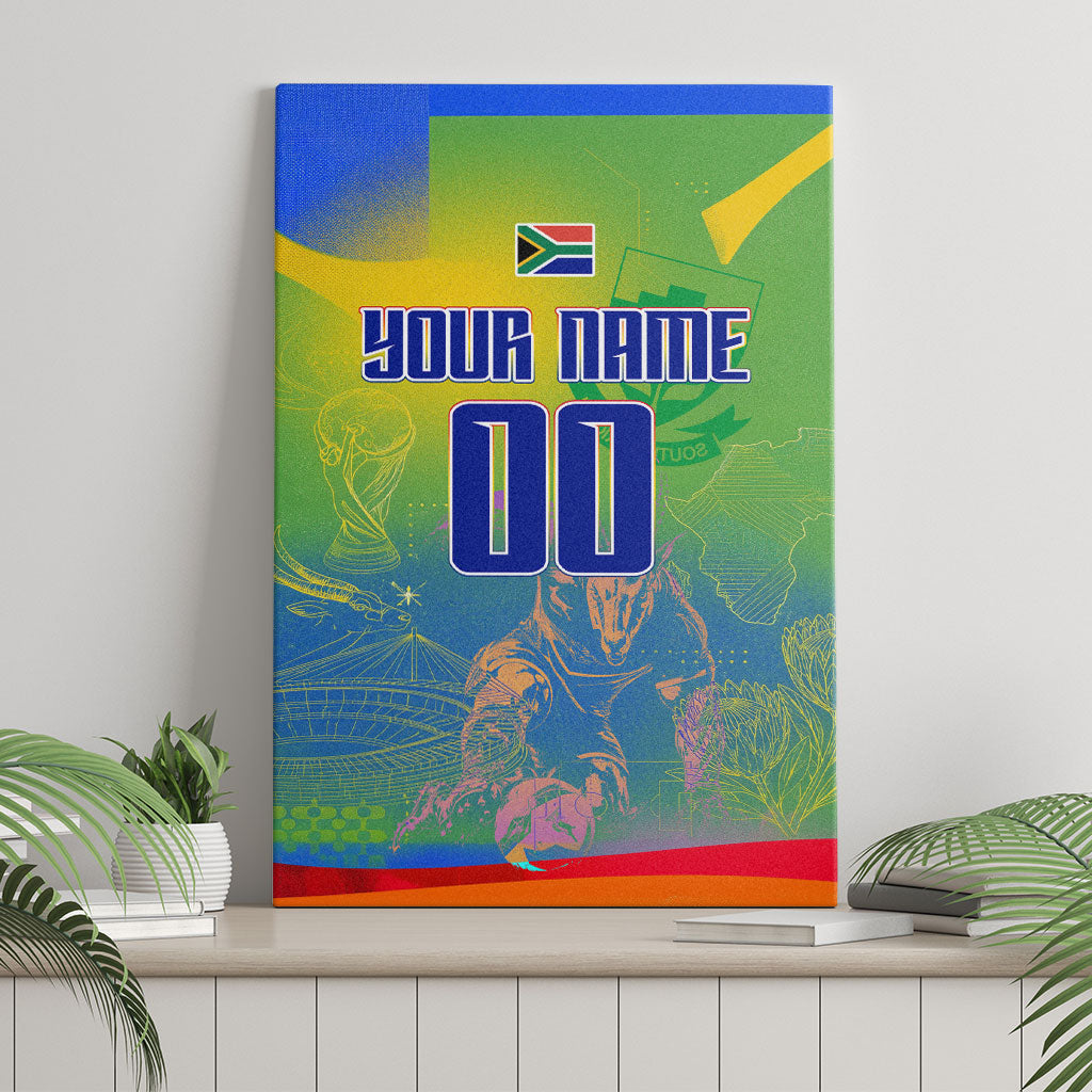 Personalized South Africa Football Canvas Wall Art Springbok Champion Soccer Mascot Protea