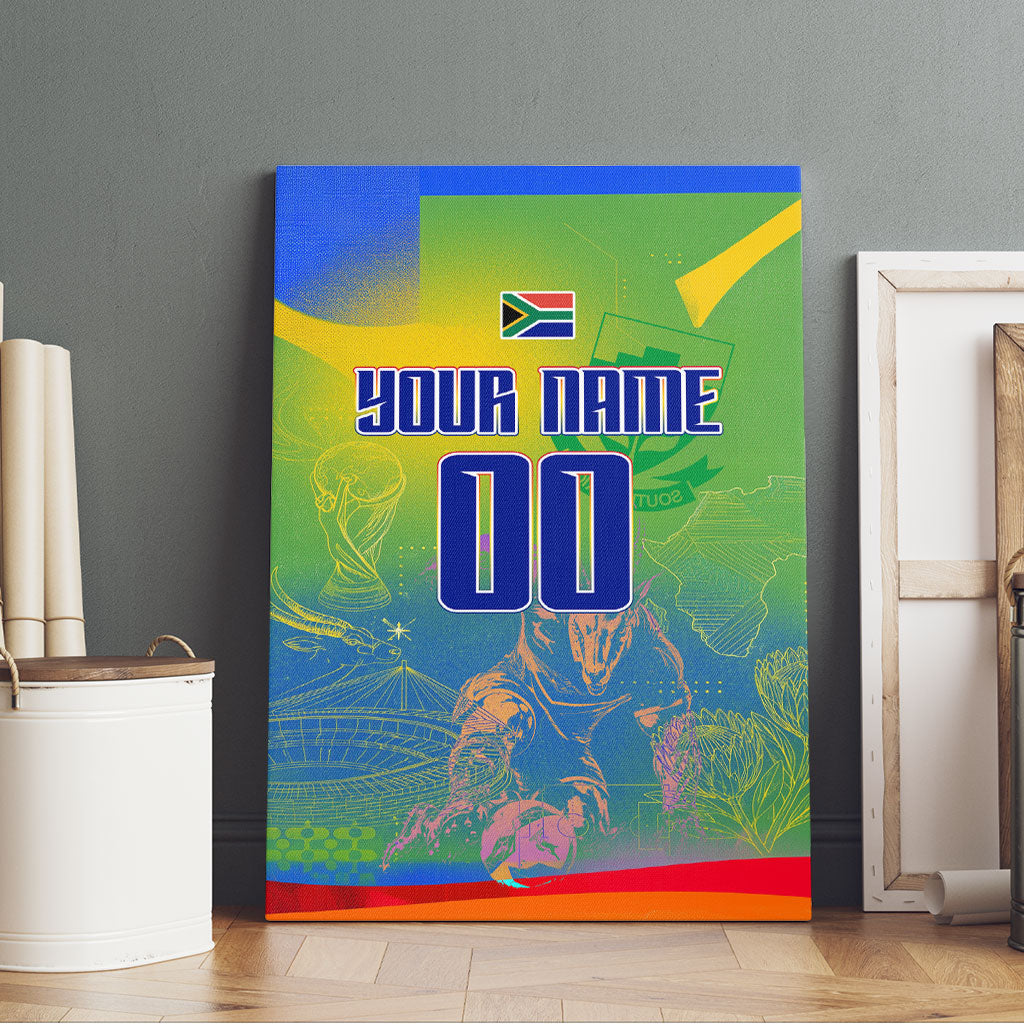 Personalized South Africa Football Canvas Wall Art Springbok Champion Soccer Mascot Protea
