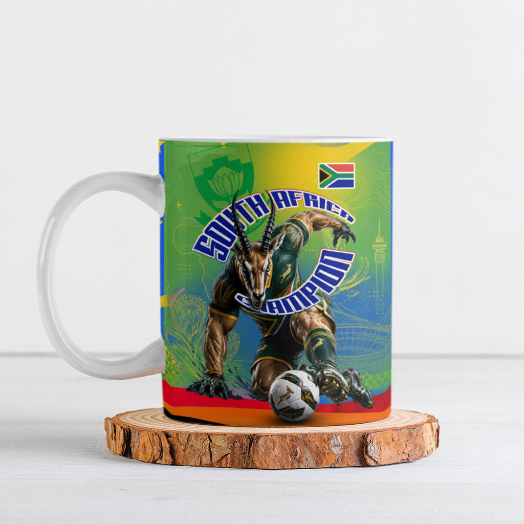Personalized South Africa Football Ceramic Mug Springbok Champion Soccer Mascot Protea