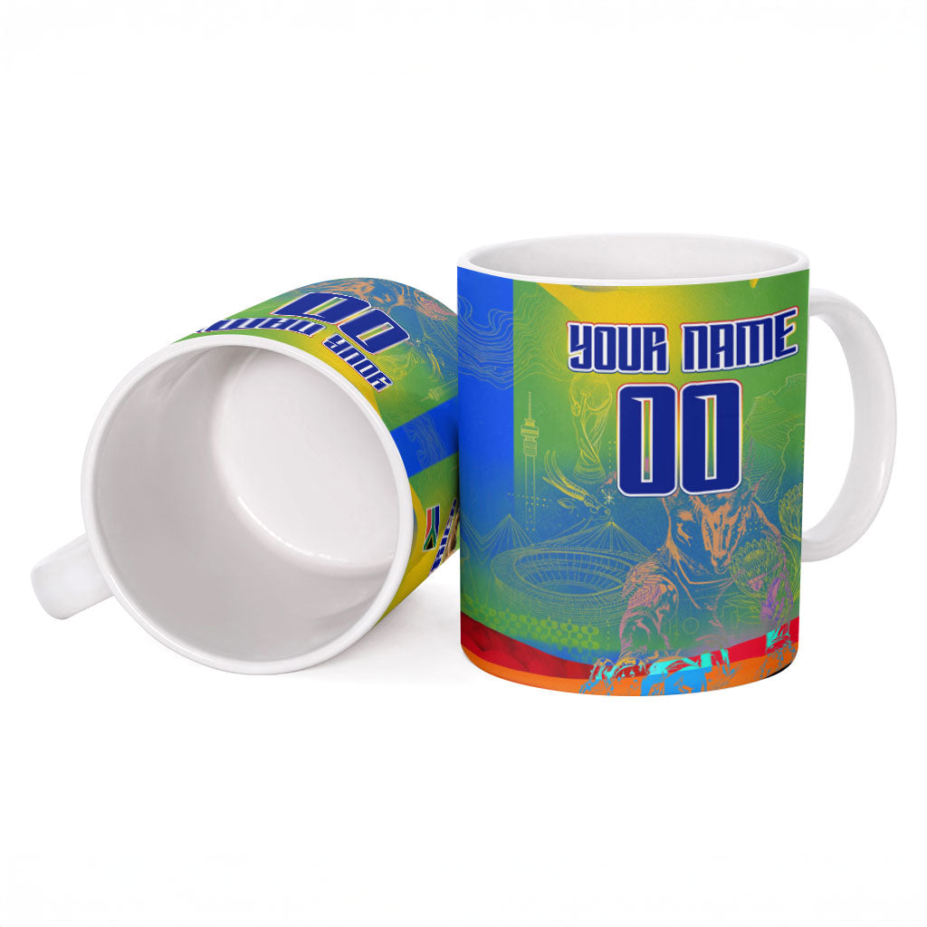 Personalized South Africa Football Ceramic Mug Springbok Champion Soccer Mascot Protea