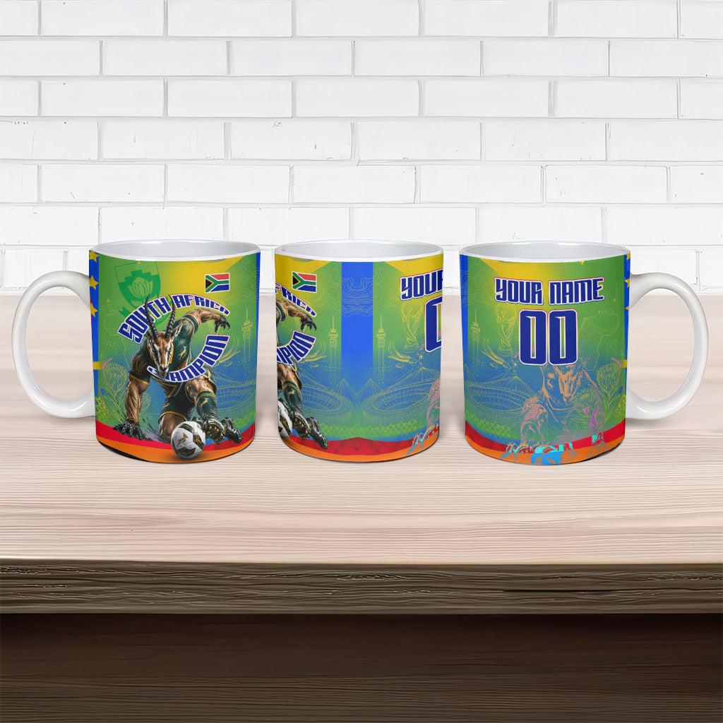 Personalized South Africa Football Ceramic Mug Springbok Champion Soccer Mascot Protea