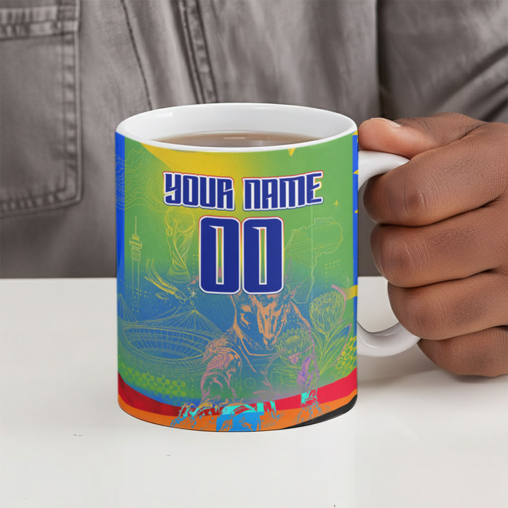 Personalized South Africa Football Ceramic Mug Springbok Champion Soccer Mascot Protea