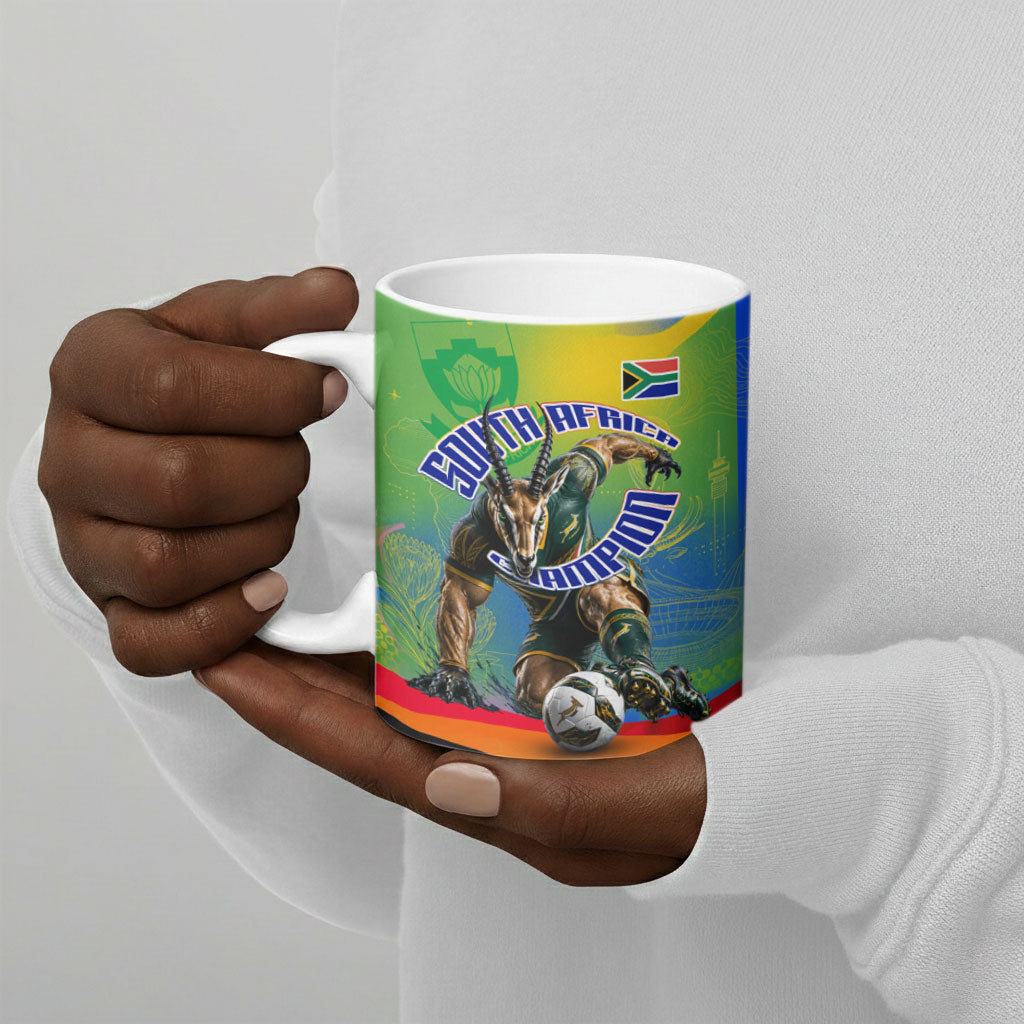 Personalized South Africa Football Ceramic Mug Springbok Champion Soccer Mascot Protea