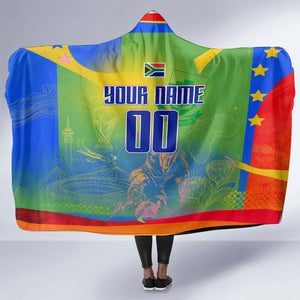 Personalized South Africa Football Hooded Blanket Springbok Champion Soccer Mascot Protea