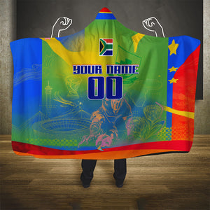 Personalized South Africa Football Hooded Blanket Springbok Champion Soccer Mascot Protea