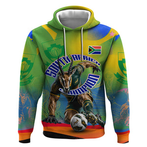 Personalized South Africa Football Hoodie Springbok Champion Soccer Mascot Protea