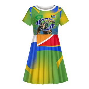 Personalized South Africa Football Kid Short Sleeve Dress Springbok Champion Soccer Mascot Protea