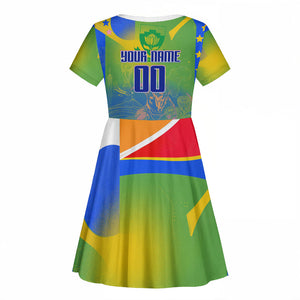 Personalized South Africa Football Kid Short Sleeve Dress Springbok Champion Soccer Mascot Protea