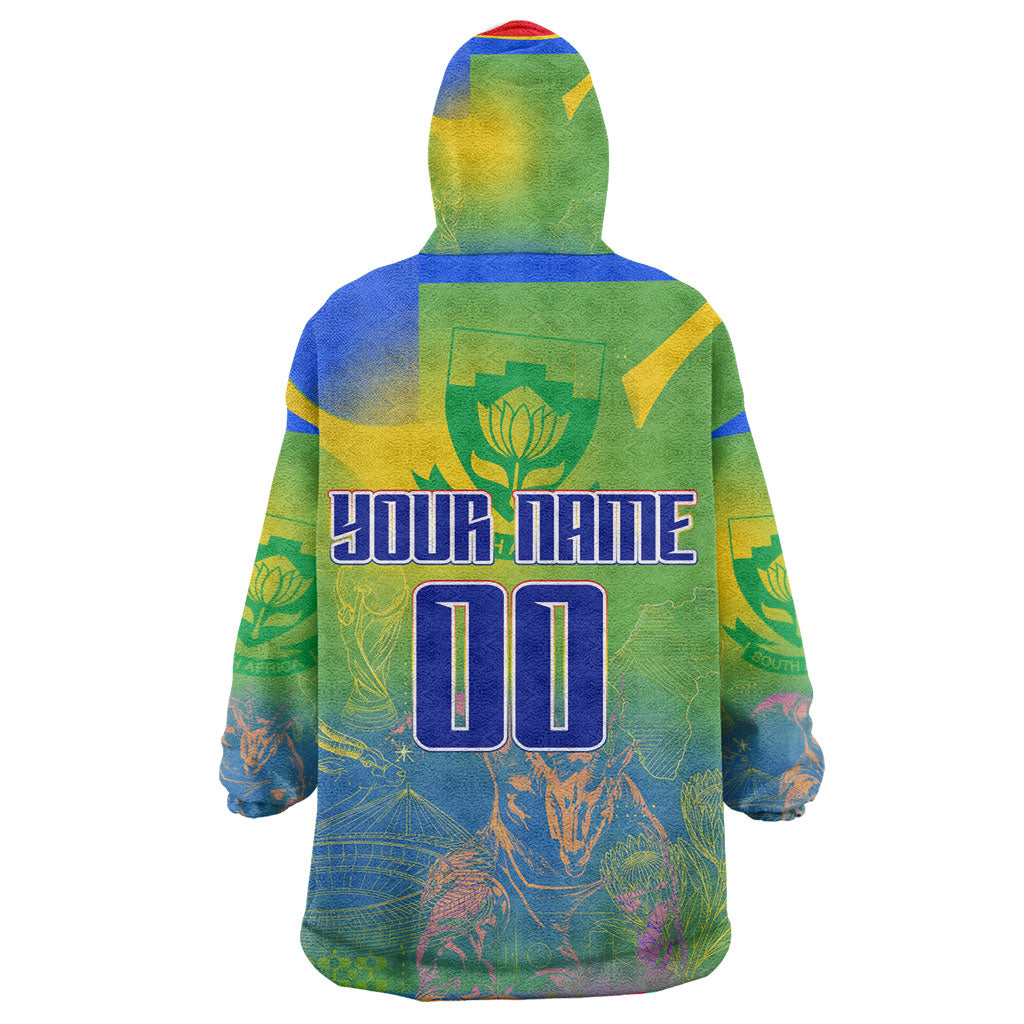 Personalized South Africa Football Kid Wearable Blanket Hoodie Springbok Champion Soccer Mascot Protea