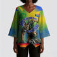 Personalized South Africa Football Kimono Sleeve Blouse Springbok Champion Soccer Mascot Protea