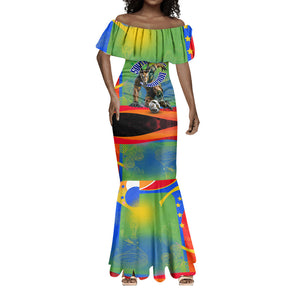 Personalized South Africa Football Mermaid Dress Springbok Champion Soccer Mascot Protea