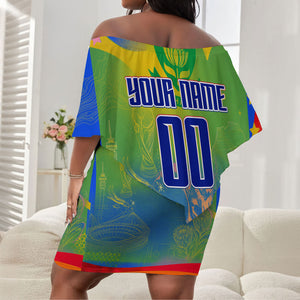 Personalized South Africa Football Off Shoulder Short Dress Springbok Champion Soccer Mascot Protea