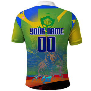 Personalized South Africa Football Polo Shirt Springbok Champion Soccer Mascot Protea