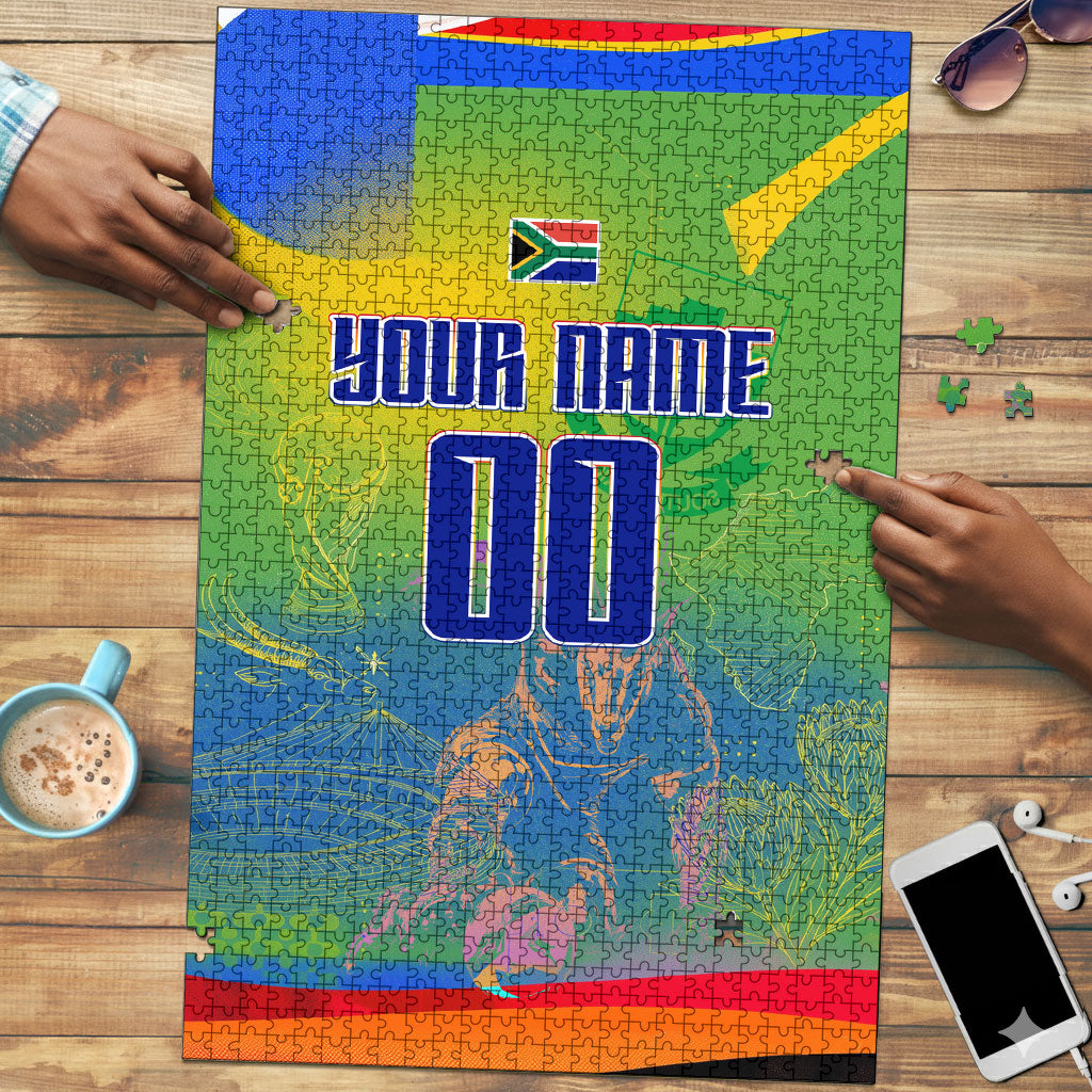 Personalized South Africa Football Puzzle Springbok Champion Soccer Mascot Protea