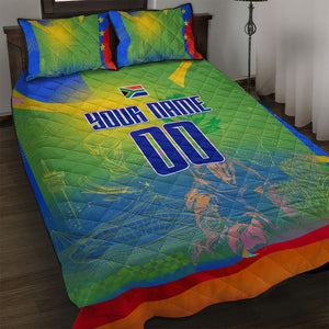 Personalized South Africa Football Quilt Bed Set Springbok Champion Soccer Mascot Protea