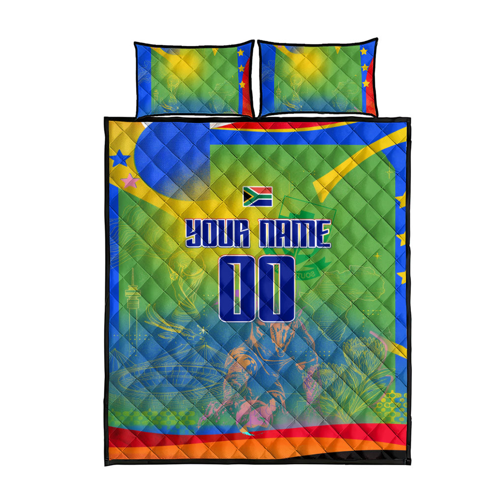 Personalized South Africa Football Quilt Bed Set Springbok Champion Soccer Mascot Protea