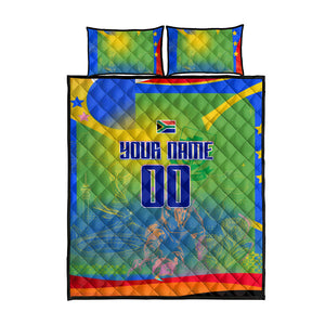 Personalized South Africa Football Quilt Bed Set Springbok Champion Soccer Mascot Protea