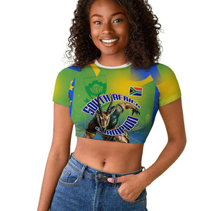 Personalized South Africa Football Raglan Cropped T shirt Springbok Champion Soccer Mascot Protea