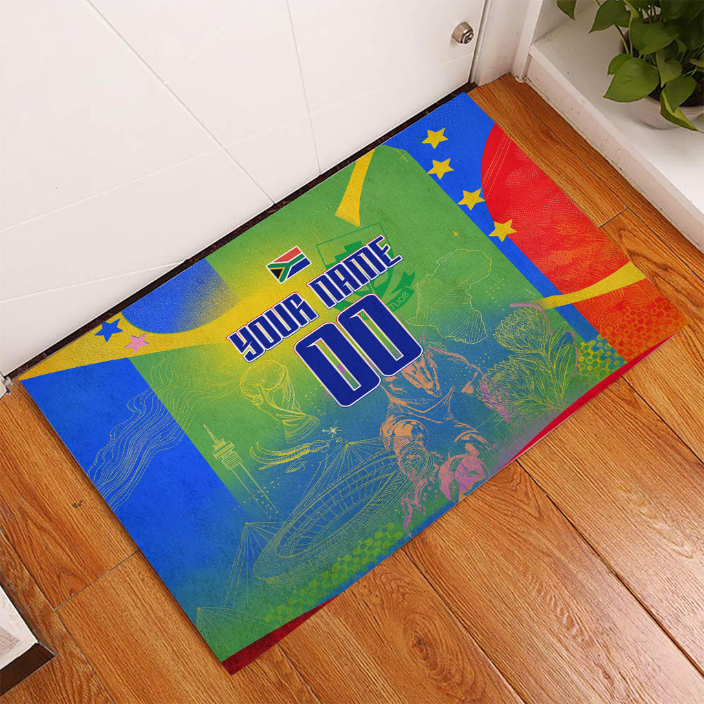 Personalized South Africa Football Rubber Doormat Springbok Champion Soccer Mascot Protea