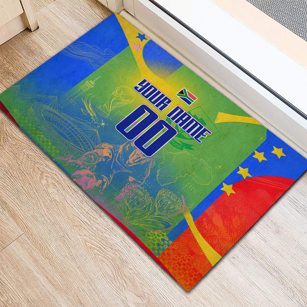 Personalized South Africa Football Rubber Doormat Springbok Champion Soccer Mascot Protea