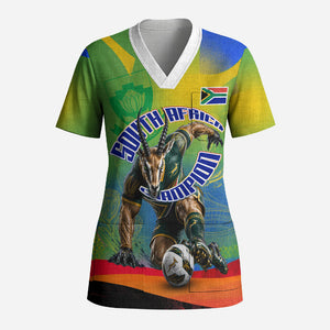 Personalized South Africa Football Scrub Top Springbok Champion Soccer Mascot Protea