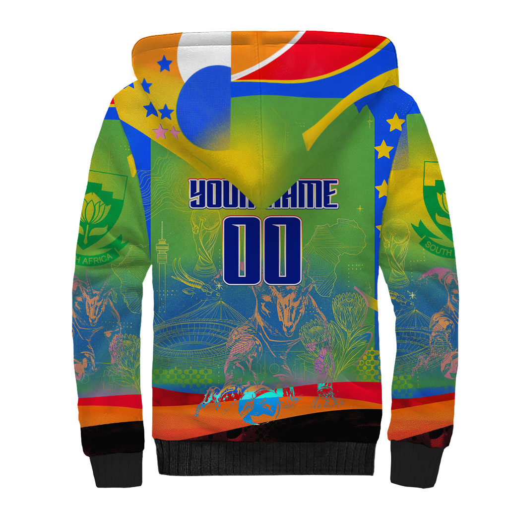 Personalized South Africa Football Sherpa Hoodie Springbok Champion Soccer Mascot Protea