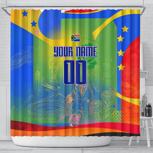 Personalized South Africa Football Shower Curtain Springbok Champion Soccer Mascot Protea