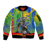 Personalized South Africa Football Sleeve Zip Bomber Jacket Springbok Champion Soccer Mascot Protea
