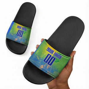 Personalized South Africa Football Slide Sandals Springbok Champion Soccer Mascot Protea
