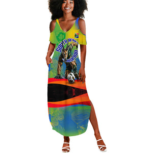 Personalized South Africa Football Summer Maxi Dress Springbok Champion Soccer Mascot Protea