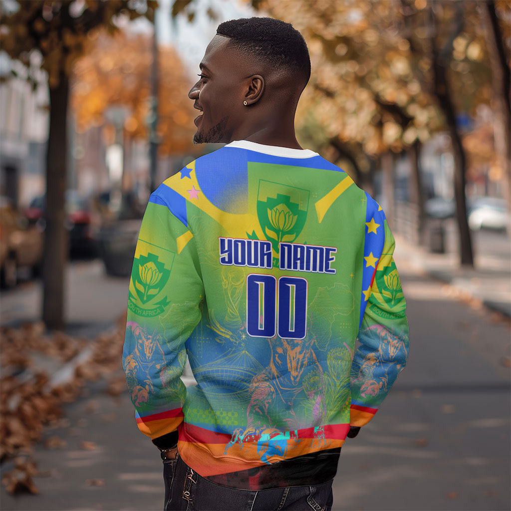 Personalized South Africa Football Sweatshirt Springbok Champion Soccer Mascot Protea