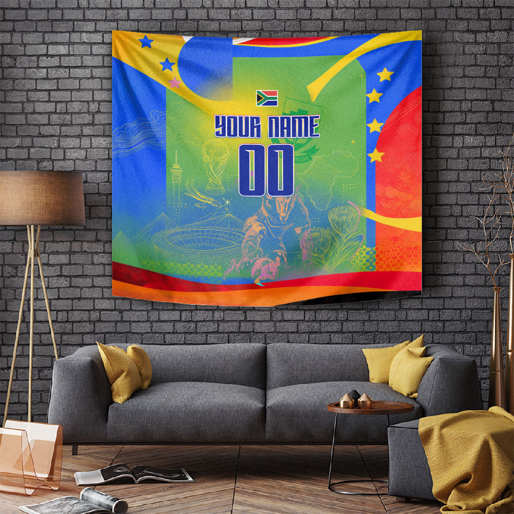 Personalized South Africa Football Tapestry Springbok Champion Soccer Mascot Protea