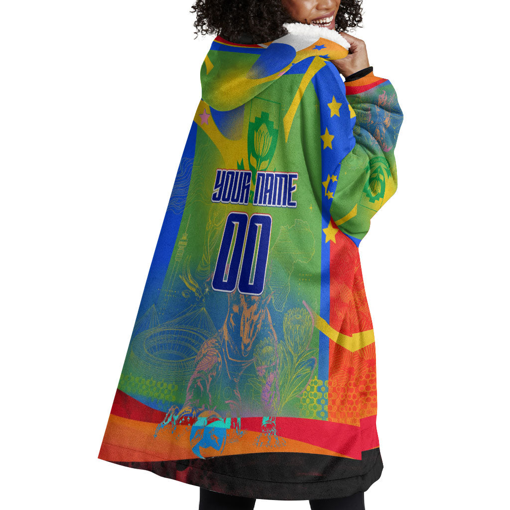 Personalized South Africa Football Wearable Blanket Hoodie Springbok Champion Soccer Mascot Protea