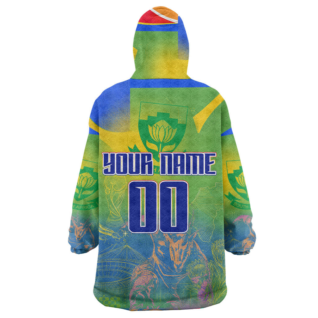 Personalized South Africa Football Wearable Blanket Hoodie Springbok Champion Soccer Mascot Protea
