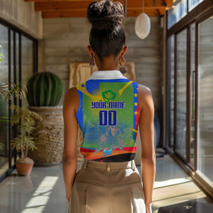 Personalized South Africa Football Women Sleeveless Polo Shirt Springbok Champion Soccer Mascot Protea