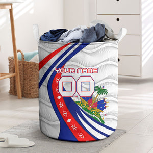 Personalized Haiti Football Trogon Bird Laundry Basket Les Grenadiers National Flag Art Caribbean