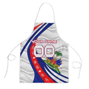Personalized Haiti Football Trogon Bird Apron Les Grenadiers National Flag Art Caribbean