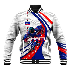 Personalized Haiti Football Trogon Bird Baseball Jacket Les Grenadiers National Flag Art Caribbean